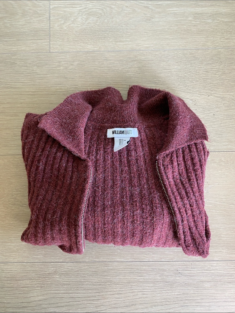 William Rast Red Knit Zip Up